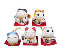 GOTTAJOY 5pcs Miniature Japanese Lucky Cat Ceramic Figurines for Car Dashboard Decoration Aesthetic Vehicle Interior Accessories