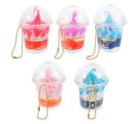 GOTTAJOY 5pcs Multi-color Mini Ice Cream Sundae Keychain Charm with Beaded Chain - Adorable Fake Dessert Party Accessory for Bags and Keys