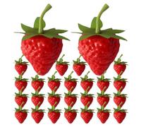 GOTTAJOY 60pcs Artificial Strawberries Realistic Fake Fruit Decor Plastic Red Strawberry Models for Kitchen Display Photography Props Party Decoration