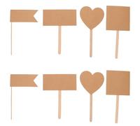 GOTTAJOY 60pcs Kraft Paper Cake Toppers with Heart Square Rectangle Flag Shapes for Birthday Party Decoration