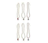 GOTTAJOY 6pcs Christmas Beaded Necklace with Santa Claus Snowflake Pendant Red Green Choker Holiday Jewelry for Women