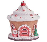 GOTTAJOY 6pcs Christmas Resin Castle House Ornament with Led Light for Festive Tabletop Decor