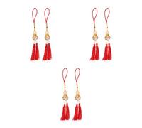 GOTTAJOY 6pcs Elegant Red Gourd Hanging Ornaments with Double Tassels for Car Rearview Mirror Creative Stylish Auto Decor