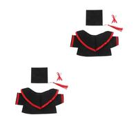 GOTTAJOY 6pcs Graduation Outfit Set with Red Cape Tassel Cap and Certificate for 30cm Plush Toys Diy Costume Accessories Season