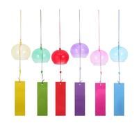 GOTTAJOY 6pcs Japanese Wind Chime Colored Glass Hanging Bells Balcony Decorations for Gardens Patios Window Ornaments
