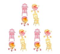 GOTTAJOY 6pcs Miniature Baby Stroller and Dining Chair Dollhouse Accessories Realistic Abs Toys for Kids Play