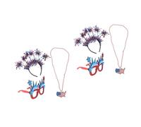 GOTTAJOY 6pcs Patriotic Independence Day Party Accessories Usa Glasses Star Headband Red White Blue Decorations for 4th of July Celebrations