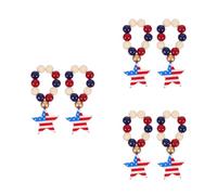 GOTTAJOY 6pcs Patriotic Napkin Rings Wood Bead Star Holder Farmhouse Serviette Buckle for Independence Day Holiday Party Decorations