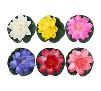 GOTTAJOY 6pcs Realistic Floating Artificial Water Lily and Lotus Flowers Plastic 10cm Assorted Colors for Pond Pool Aquarium Garden Home Decor