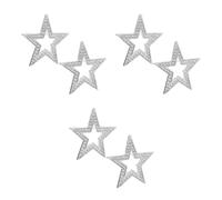 GOTTAJOY 6pcs Zinc Alloy Five-pointed Star Brooch Pin Elegant Bling Crystal Lapel Pins for Women Suit Jacket Shawl Accessories Silver