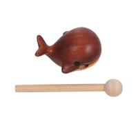 GOTTAJOY 7.3x5.5x4.5cm Cute Whale Wooden Temple Block with Mallet Musical Toy for Car Dashboard Decoration