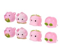 GOTTAJOY 8pcs Charming Pig Peach Resin Mini Diy Figurines with Varied Poses for Car Desktop Bookshelf Fairy Garden Decor
