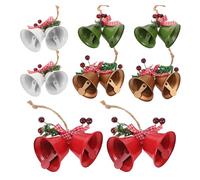 GOTTAJOY 8pcs Metal Jingle Bell Ornaments with Bow Decor for Christmas Tree Hanging Decoration Festive Holiday Party Supplies