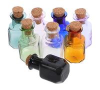 GOTTAJOY 8pcs Mini Square Glass Wishing Bottles with Cork Stoppers for Diy Crafts Wedding Favors Party Decorations