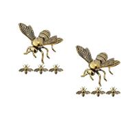 GOTTAJOY 8pcs Vintage Brass Bee Figurines for Home Decor Feng Shui Sculpture Collectible Desk Ornament