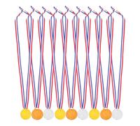 GOTTAJOY 9pcs Kids Plastic Gold Silver Bronze Winner Award Medals with Neck Ribbon for Sports Competition School and Costume Party