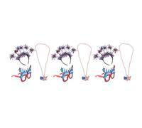 GOTTAJOY 9pcs Patriotic Independence Day Party Accessories Usa Glasses Star Headband Red White Blue Decorations for 4th of July Celebrations
