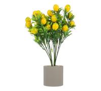GOTTAJOY Artificial Lemon Tree Potted Plant in Scandinavian Grey with Realistic Faux Fruit for Home and Office Decor