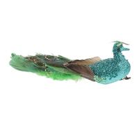 GOTTAJOY Artificial Peacock Hanging Ornament Simulation Bird Figurine Glitter Props for Xmas Tree Holiday Decorations