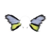 GOTTAJOY Butterfly Fluffy Headband with Elf Ears for Women Halloween Princess Cosplay Renaissance Outfit Japanese Fairy Animals Plush Hairpiece