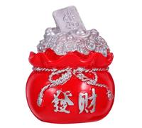 GOTTAJOY Chinese Money Bag Figurine Fortune Treasure Basin Statue for Wealth Success Good Luck Home Car Decor Silver Ornament