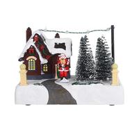 GOTTAJOY Christmas Glowing Village Decoration Resin Music Box with Led Lights for Holiday Table Centerpiece