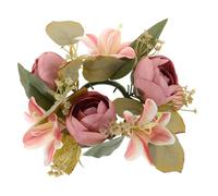 GOTTAJOY Dusty Pink Artificial Rose and Lily Candle Wreath Floral Centerpiece for Wedding Home and Dining Table Decor