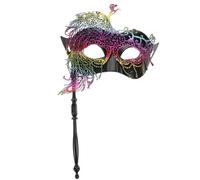 GOTTAJOY Elegant Gold Lace Handheld Masquerade Mask for Women Prom Cosplay Venetian Themed Parties