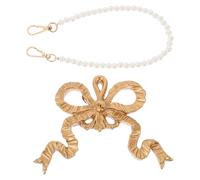 GOTTAJOY European Vintage Distressed Bow Wall Art with Faux Pearl Accent Chain 16.5x12cm and 40cm Perfect for Photo Frames Bathroom Kitchen Holiday Home Decor