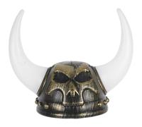 GOTTAJOY Funny Ancient Roman Warrior Helmet with Horns Gold Bronze Painted Reusable Costume Prop for Medieval Party Festival Performance Men