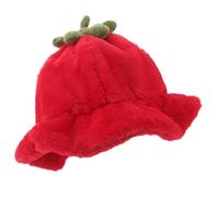 GOTTAJOY Fuzzy Plush Tomato Bucket Hat with Rolled Brim for Warmth and Face Slimming in Photoshoots and Outdoor Activities