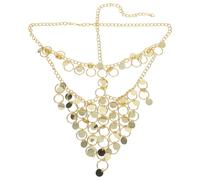 GOTTAJOY Golden Face Chain Mask with Tassel Belly Dance Coin Veil Headpiece for Women Halloween Party Cosplay Jewelry Accessories