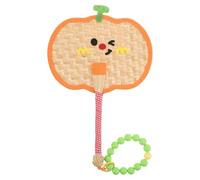 GOTTAJOY Handcrafted Portable Pumpkin Design Wheat Straw Hand Fan for Men Women Travel Festivals Weddings Home Decor Summer Cooling