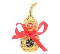 GOTTAJOY Handmade Alloy Feng Shui Gourd Decor with Red Charm for Home Fortune Protection 9cm Gold