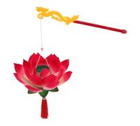 GOTTAJOY Handmade Red Lotus Flower Lantern for Mid-autumn Festival Chinese New Year Decor Diy Glowing Outdoor Photography Prop with Pole