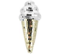 GOTTAJOY Handmade Silver Disco Ball Ice Cream Cone Ornaments for Home Table Decor Photo Props and Party Favors