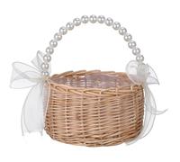 GOTTAJOY Handwoven Rattan Wicker Floral Basket with Iron Frame for Home Wedding Party Decoration and Plant Arrangement