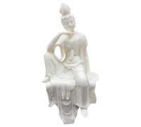 GOTTAJOY Ivory Nut Carved Guanyin Statue Chinese Feng Shui Compassionate Goddess Ornament for Living Room Office Meditation Size 12.5x6x4.5cm