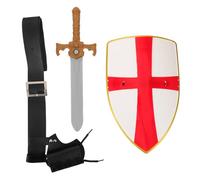 GOTTAJOY Medieval Knight Sword Roman Pirate Shield Cosplay Costume Accessories Set with Belt and Scabbard for Halloween Renaissance Role Play