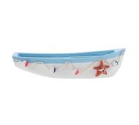 GOTTAJOY Mediterranean Nautical Wooden Boat Model Desktop Decor with Light Blue Sail for Student Prizes Medium Size