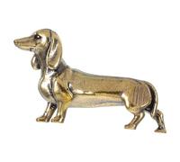 GOTTAJOY Miniature Brass Dachshund Figurine Antique Animal Statue for Office Desk Bookshelf Decoration