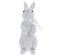 GOTTAJOY Rattan Effect Resin White Bunny Figurine with Bow for Easter Spring Home Garden and Kids Room Decor
