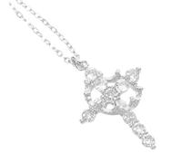 GOTTAJOY Rhinestone Crown Cross Pendant Necklace for Women Rotatable Elegant White Gold Chain Jewelry for Daily Wear and Special Occasions