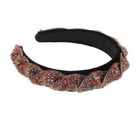 GOTTAJOY Rhinestone Velvet Hair Headband Sparkling Jeweled Hoop Elegant Glitter Embellished Headpiece for Weddings Parties Formal Events