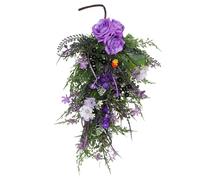 GOTTAJOY Rustic Artificial Purple Rose Hyacinth Upside Down Tree Wall Hanging Faux Flower for Home Store Bedroom Living Room Decoration Without Light