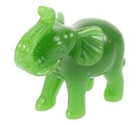 GOTTAJOY Small Lucky Resin Elephant Figurine with Trunk Up in Emerald Green for Desktop Home Office Decor