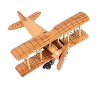 GOTTAJOY Vintage Handcrafted Wooden Biplane Aircraft Model Decor Statue for Home Office