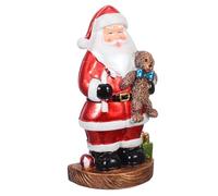 GOTTAJOY Vintage Santa Claus Figurine with Teddy Bear Resin Statue for Christmas Home Fireplace Tabletop Decor