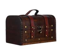 GOTTAJOY Vintage Wooden Pirate Treasure Chest Storage Box with Lock Antique Decorative Jewelry Holder Keepsake Case Dark Brown