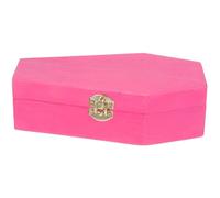 GOTTAJOY Wooden Flip-top Coffin Box for Halloween Candy Storage Party Favors and Gothic Decor in Peach Red